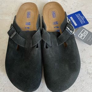 Birkenstock Boston Soft Footbed Clogs Black Suede Women’s Size 9 NWT